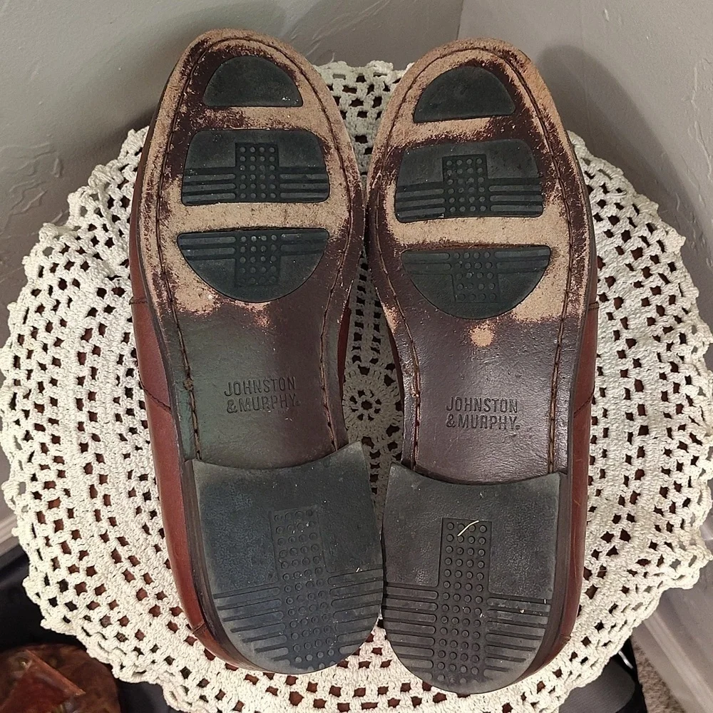 Johnston & Murphy Mens Slip On Brown Loafer Size 9.5 Weave Toe